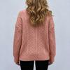 Women's Cable Knit Pullover V-Neck Long Sleeve Loose Fit Color Sweater for Fall Winter