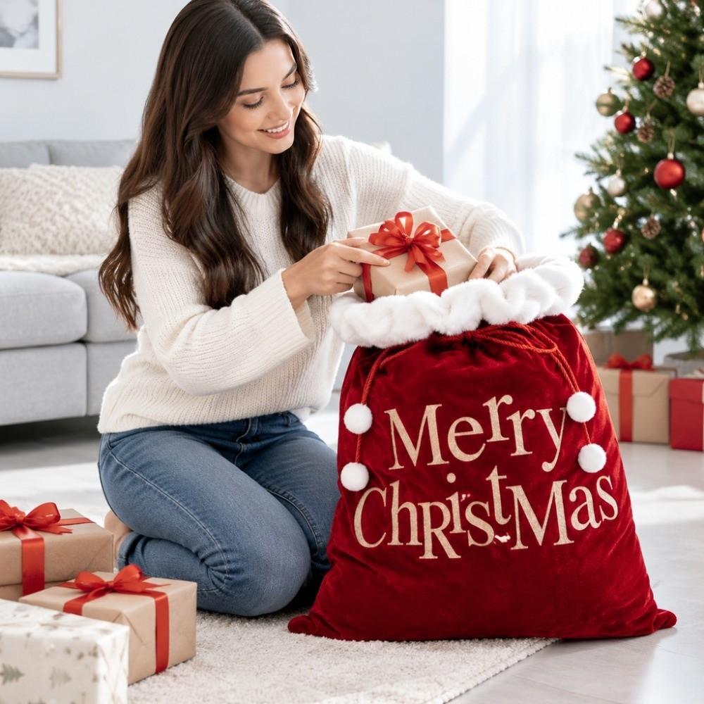 Golden Accents Santa Claus Gift Bag 50x70cm Large Size Large Gift Bag  Christmas Party Favors