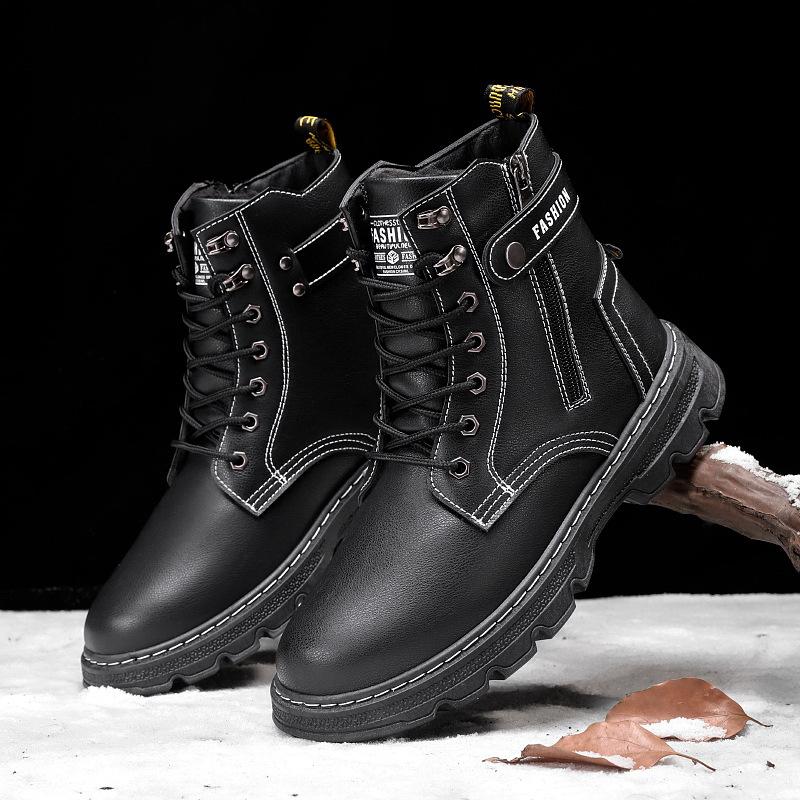 

Winter 2025 new Martin boots men s Korean version trend velvet thickened thermal cotton shoes high-top British style tooling boots 39