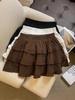 Autumn/Winter 2025 Korean Style Corduroy Skirt: High Waist, Sweet Ruffles, Pleated Double Layer, Fluffy Short Skirt.