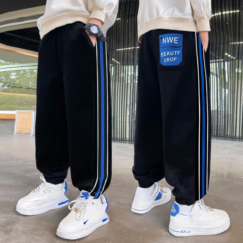 Honderd vrijetijdsbroek voor kinderen, losse broek met trekkoord, rechte pijpen, joggingbroek voor jongens