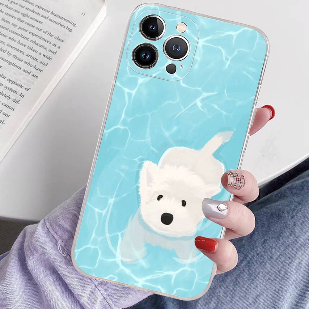 Cute Cartoon Puppy Transparent Soft Phone Case For iPhone 15 12 14 16 17 13 Plus 11 Pro Max 13 Pro