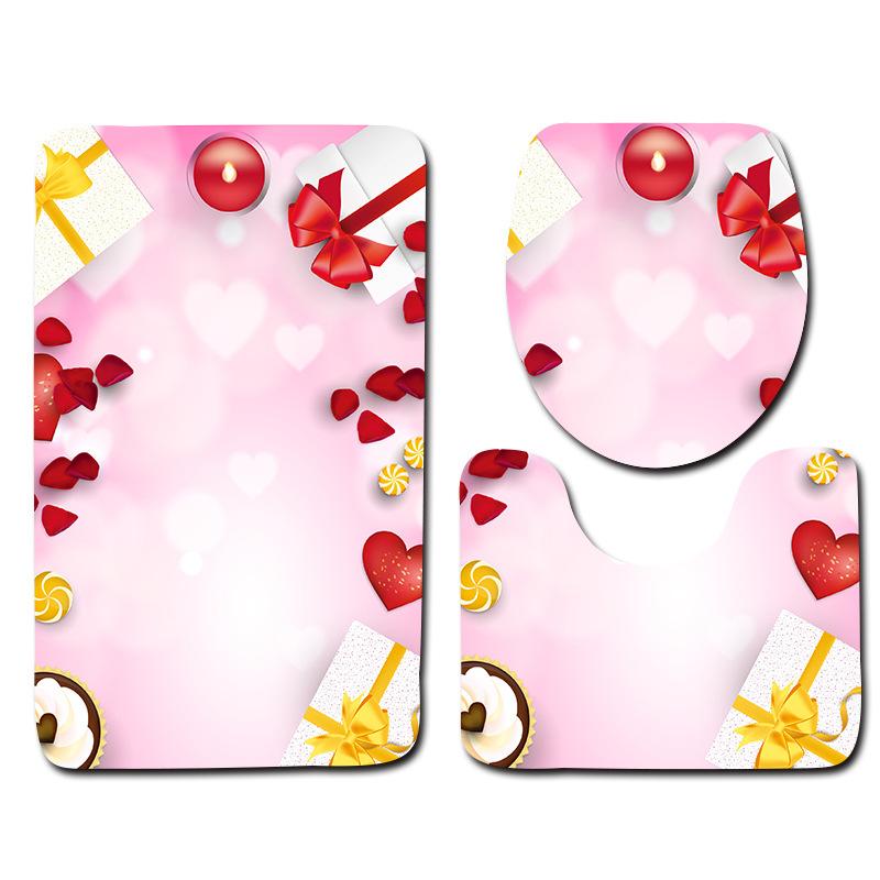 Romantic Dream Valentine'S Day Bathroom Toilet Floor Mat 3-Piece Set