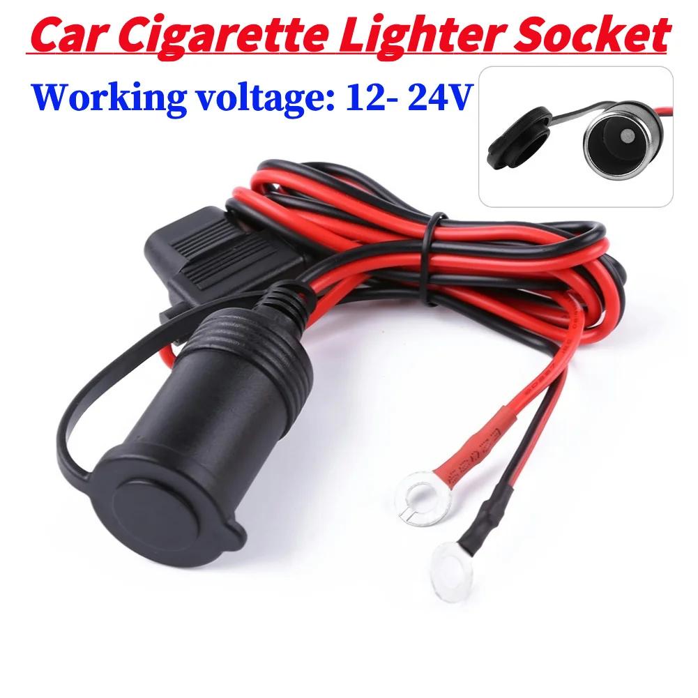 1.2m Car Cigarette Lighter Socket DC 12V 24V Durable Cigarette Lighter Socket With 10A Fuse+Cable For Car Motorcycle Truck