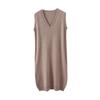 Women's 100% Wool V-Neck Sleeveless Knitted Vest Dress - Long Cardigan Style