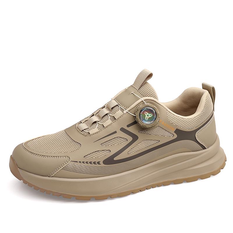 

Fashion Outdoor Men Hiking Shoes Comfort Wear Resistant Shoes Breathable Mesh Casual Sneakers Climbing Flats Rotating Button Footwear 44 коричневый