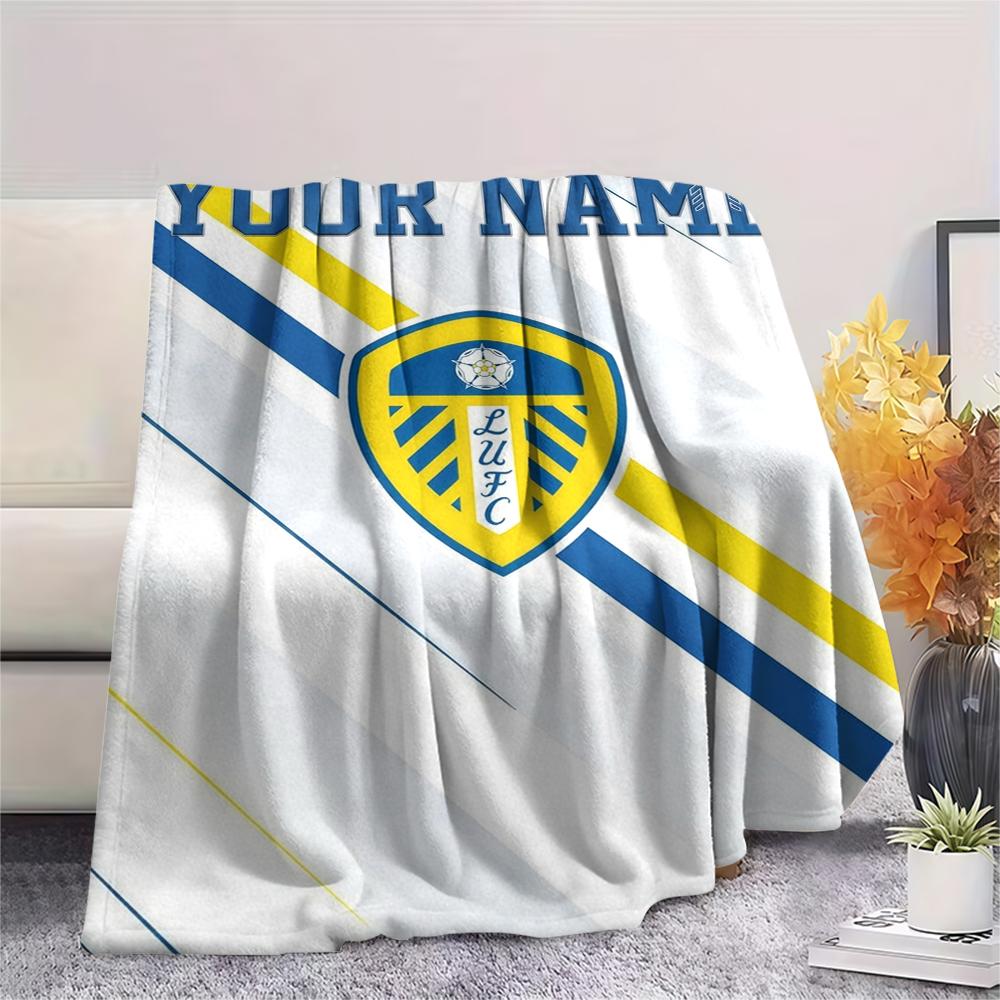 1PC Custom Name Leeds United Patterned Flannel Blanket Suitable For All Seasons for Home Decor Warmth and Comfort Gifts Holiday Present_xia