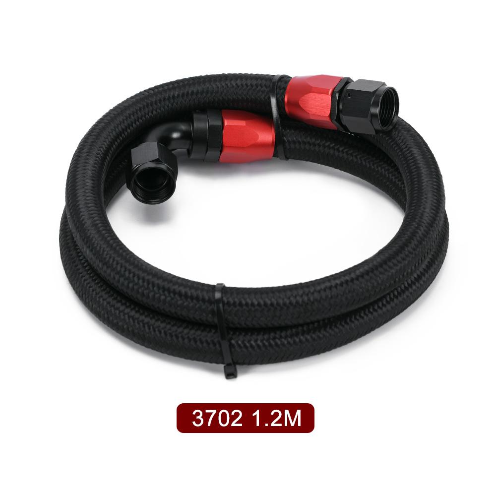 AN10 1M/1.2M/1.4M Tubo flessibile per olio con cervello in acciaio inossidabile con raccordo girevole da 0 gradi a 90 gradi installato
