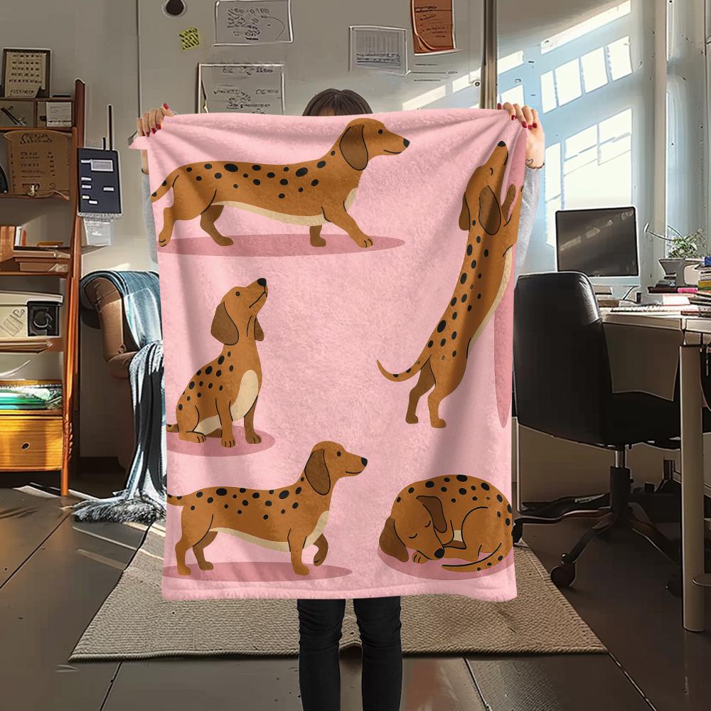 Pink background cat dog Print Flannel Blanket,High quality Comfortable for All Seasons,Home Decor,Warmth and Comfort,Perfect for Christmas Gifts