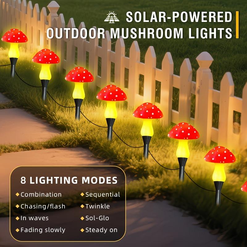 8 Head Solar Mushroom Lights Stake Garden Decor, Festive Christmas Fairy Lights for Outdoor Yard, Wedding Party Atmosphere