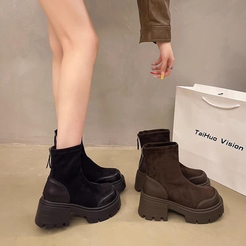 Autumn and winter elastic thin boots Martin boots Chelsea women's shoes platform short boots women