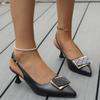 Fashion 2025 Summer New Fashion Simple French Pointed Dress Party Shoes Back Strap Buckle Thick Heel Sandals Women