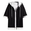 [foveitaa] Sommerkleidung Herren Kapuzenpullover T-Shirt Kurzarm Halbarm Locker Stilvoll Oversized Reißverschluss Einfach Modisch Große Silhouette Lagenlook