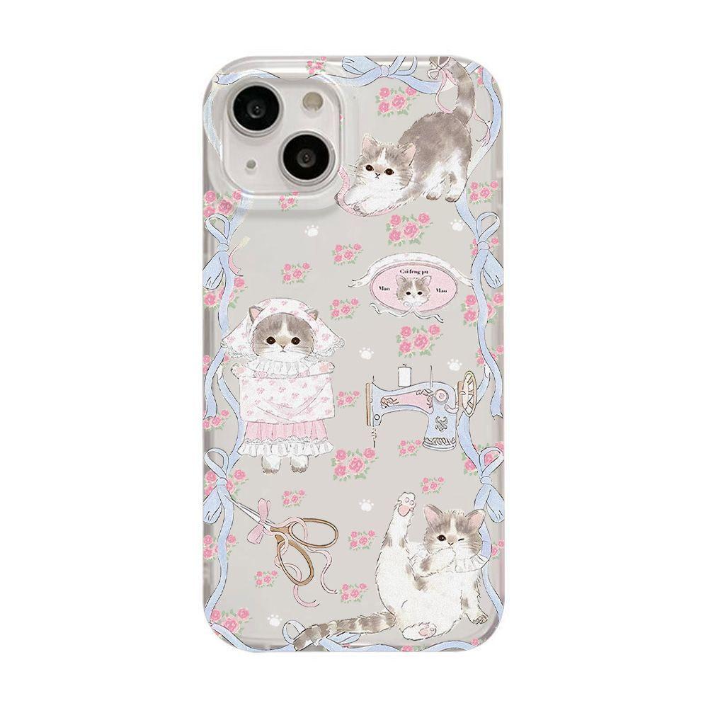 Floral princess cat is suitable for iPhone17promax Apple 17 matte mobile phone case 16/15 anti-drop ins wind
