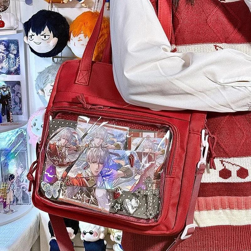 New Girls Harajuku Kawaii Ulzzang Itabag Simple High Quality Shoulder Bag With Display Plate Crossbody Bags Preppy Style Ita Bag