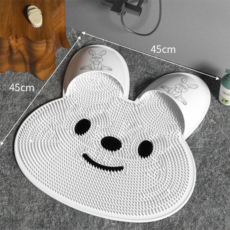 1pc Lazy Back Rub Rabbit Silicone Massage Foot Mat Bathroom Non-slip Mat Bath Rubbing Foot Washing Feet To Remove Dead Skin