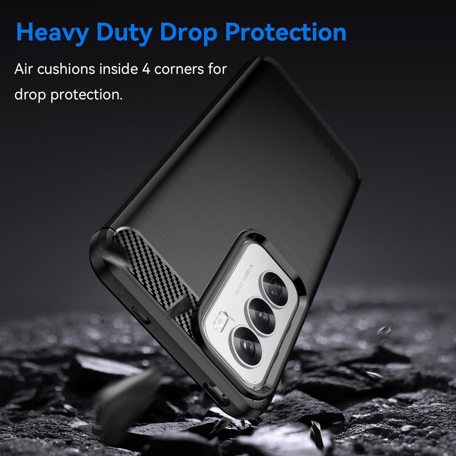 

For Oppo Reno12 Pro 5G (Global) Case Carbon Fiber Texture Brushed TPU Phone Cover Blue