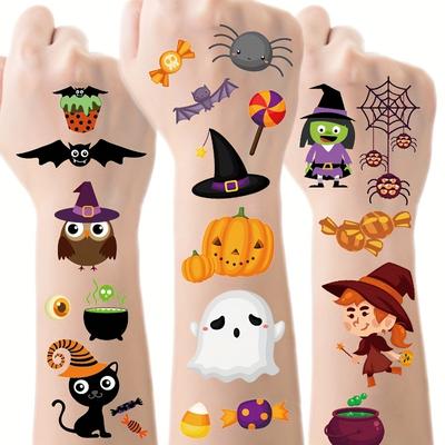 10 Vel Halloween Pompoenen Geest Tattoo Sticker Tijdelijke Nep Tattoo Arm Handen Lichaam Waterdichte Tattoos Voor Kinderen Speelgoed Cadeau