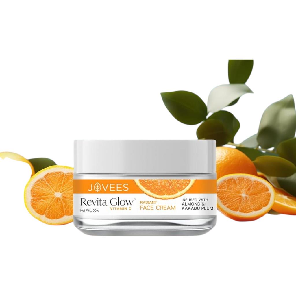 Jovees Revita Glow Vitamin C Cream 50g For Radiant Skin Hydration Anti Dark Spots Hyperpigmentation Fine Lines Gentle Moisturizer All Skin Types