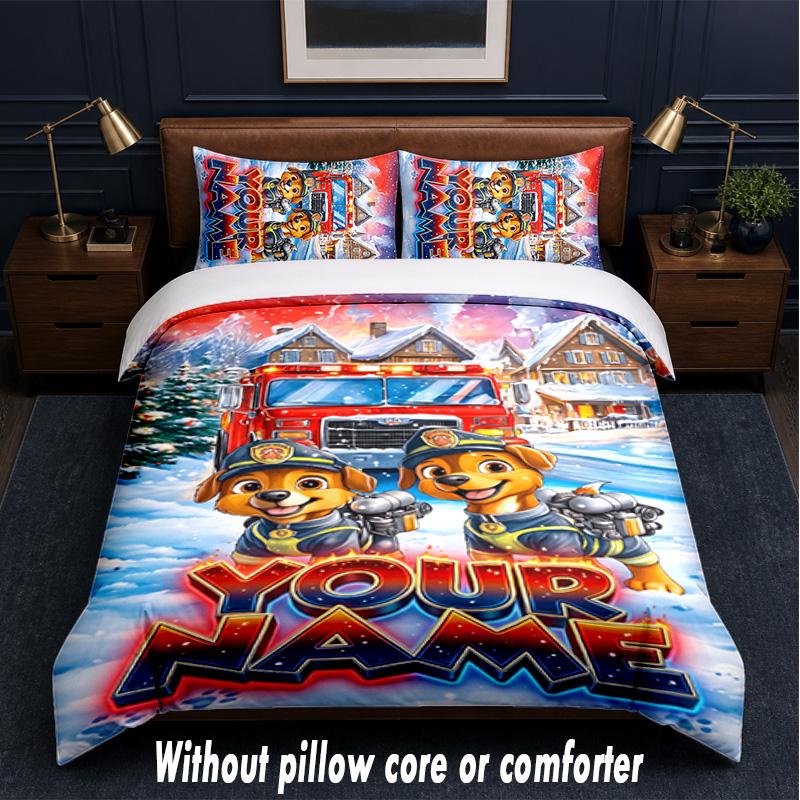 Forest Nature Theme Custom Text Or Name 3Pcs Bedding Set,1 Flat Sheet & 2 Pillowcases Personalized Home Bedding