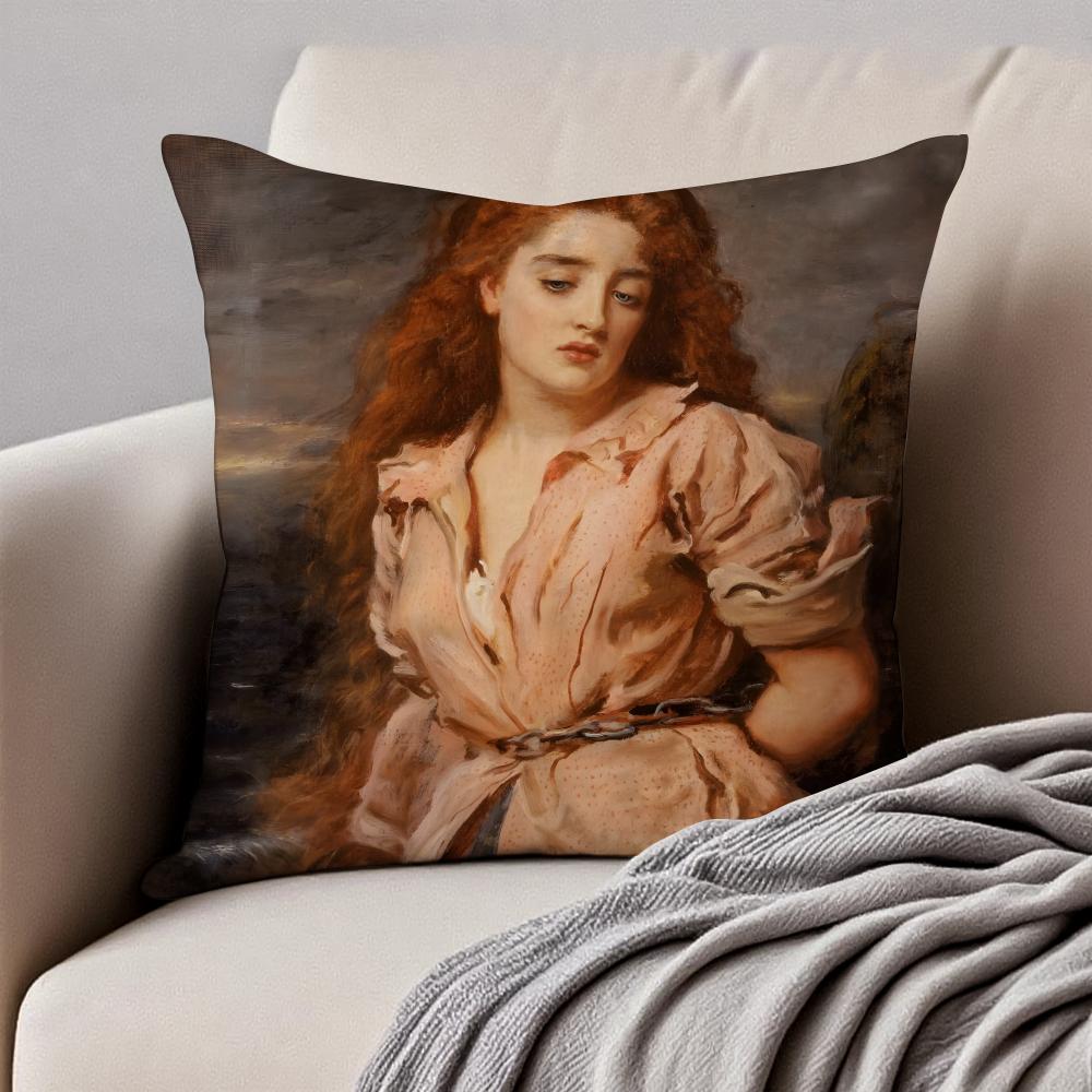 classical JJohn Everett Millais Cushion Cover Pillowcase Antidustmite Invisible Zipper Short Plush Sofa Cushion