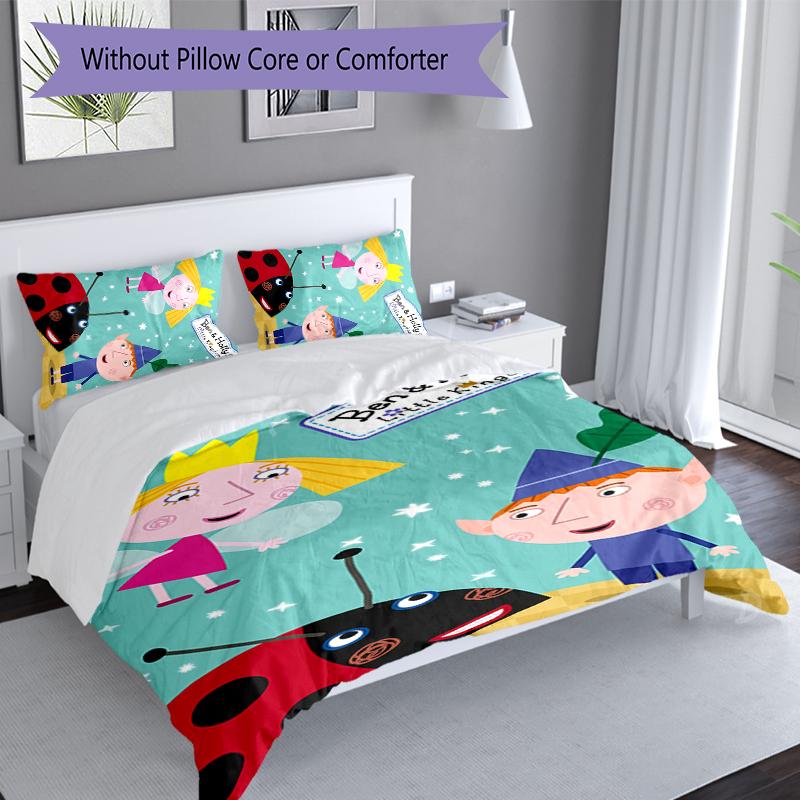 3pcs Ben and Holly's Little Kingdom Duvet Cover Set, Includes 1 Duvet Cover and 2 Pillowcases,Skin-Friendly&Comfortable Fabric,Suitable Bedding Sets