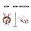 Easter Bunny Wooden Sign Hanging Decoration 2D Spring Rabbit Wood Ornament with Floral Wreath and Bow for Seasonal Home Wall Decor