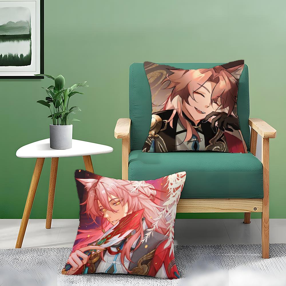 Cute 2D Game H-Honkai Star Rail Pillow Case Pattern Printed Pillowcase For Living Room Sofa Cushion Cover & Bedroom Decor