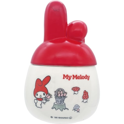 Sanrio "My Melody" Candy Pot Canister, Glass Storage Container, Red Mushroom House, My Melody Goods, Miscellaneous Goods, Tableware, Red and White, Ap