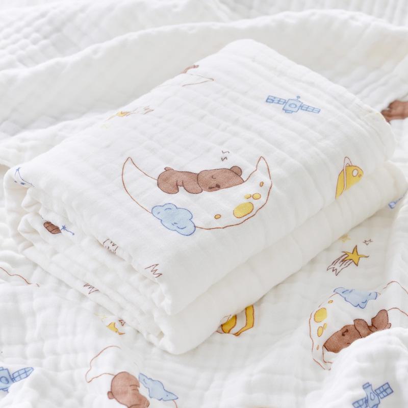 Pure Cotton Four-Layer Gauze Baby Bath Towel and Swaddle Blanket for Newborns