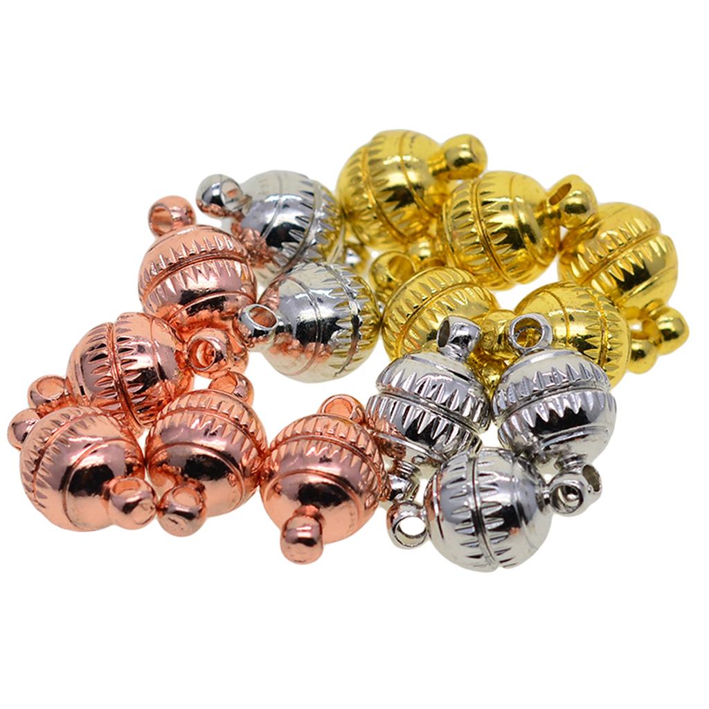 15 Sets 3 Colors Brass Engraved 8mm Ball Magnetic Clasps Connector Findings