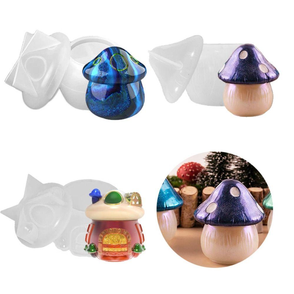 Silicone Mushroom House Silicone Mold With Cover Handmade Craft Epoxy Resin Mold DIY Storage Mold 3D Planter Pot Mold