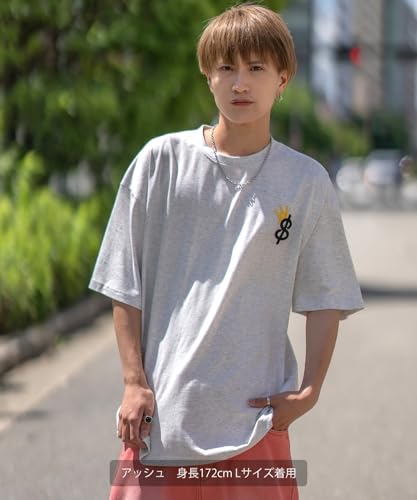 IMPROMES Casual SIDEWAYSTANCE Men's Black Short Sleeve T-Shirt with Thick Embroidered Crown S Logo