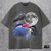 Three Inca Tern Moon Shirt, Funny Bird Graphic Tee, Celestial Seabird T-shirt, Retro Galaxy Wildlife Top, Unique Ocean Bird Gift