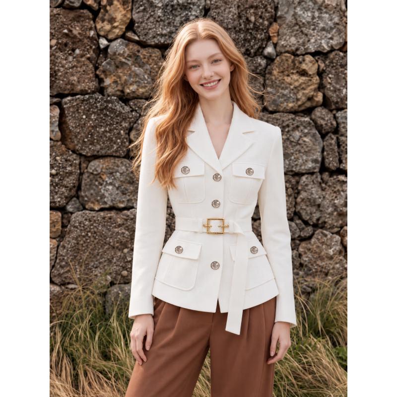 i.t:CHOCOOLATE Women's Lapel Belted Blazer