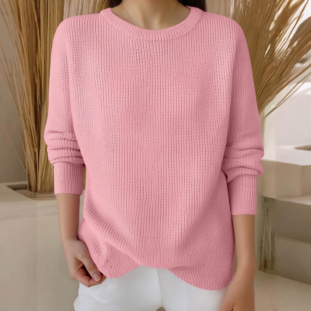 Long Sleeve Pullover Sweaters For Women O Neck Casual Cute Printing Knit Oversized Sweater