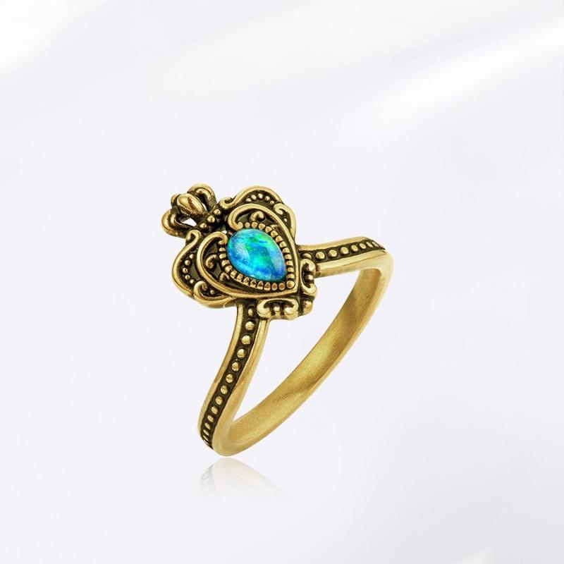 Sophisticated Antique Gold Adjustable Ring For Women With Unique Geometric Zircon Design