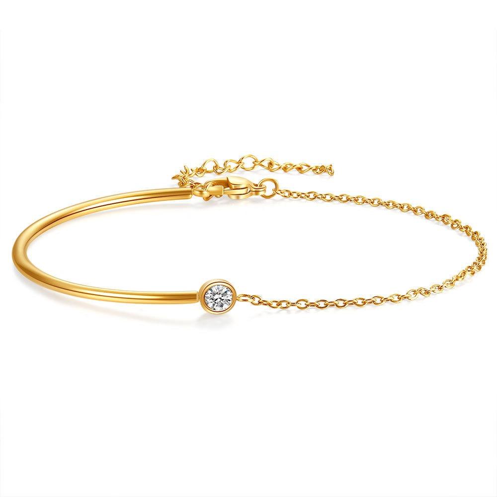 Trendy Minimalist Gold Color Half Bangle Splicing Bracelet Tiny Zircon Bracelets for Women Stainless Steel Daily Wear Jewelry