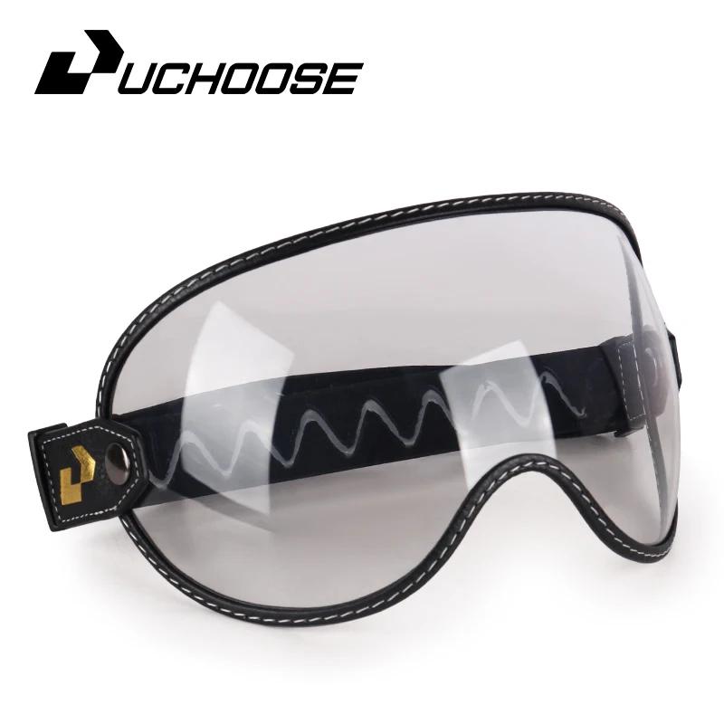 Uchoose Adatta a Tutti Casco Integrale Mezzo Casco Moto Vintage Retro Scudo Bolla Visiera Lente Occhiali da Sole Occhiali Accessori