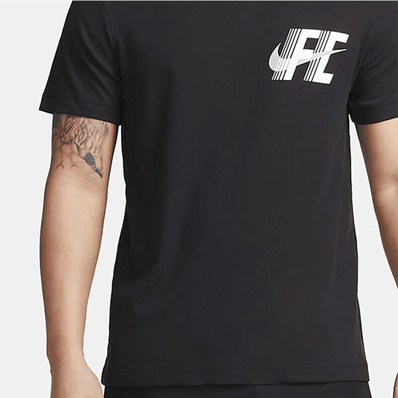 Nike FC Dri-FIT Graphic Print Crew Neck T-Shirt Men Tops Black FD0040-010