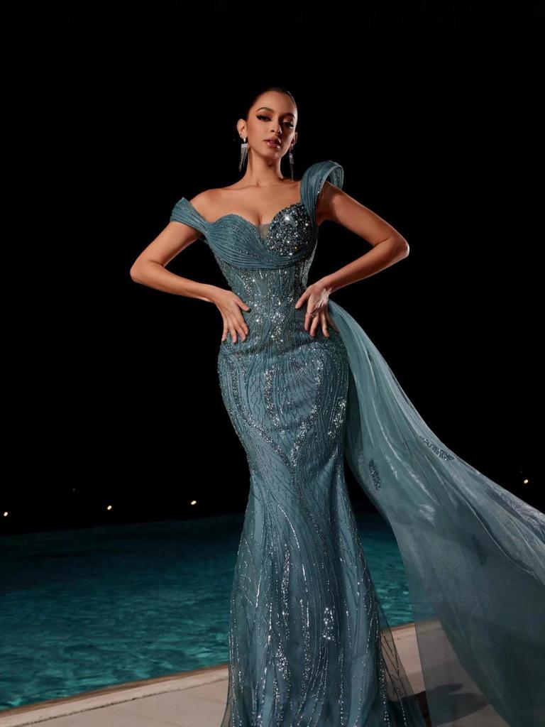 European & American Sequined Evening Wedding Gown