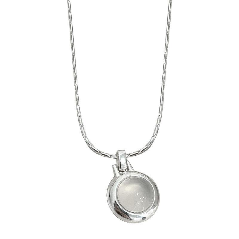 White Jade Marrow Round Necklace Fashionable and Minimalist INS Cool and Cool Geometric Pendant Clavicle Chain