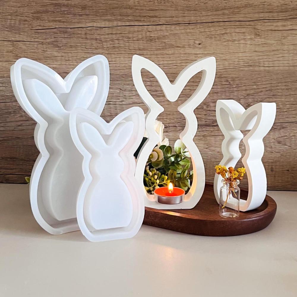 Handmade Easter Bunny Candle Mold Hollow Out Candle Holder Plaster Mold  Party Favors
