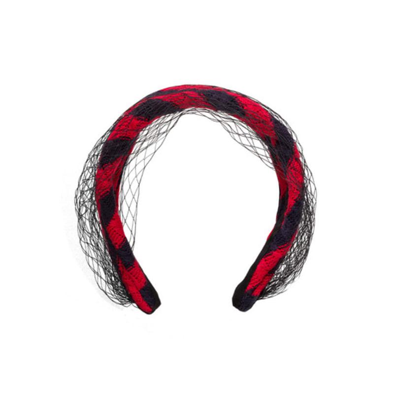 Brown Hat Jolie Fascinator - Crochet Red