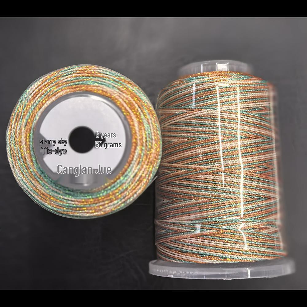 Starry Sky Gradient Yarn: 6-Strand Purple Illusion Tassel for DIY Bracelet & Handmade Weaving Accessories.