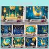 Vibrant Eid Mubarak Tapestry Moon Star Wall Hanging Decor For Ramadan Celebrations