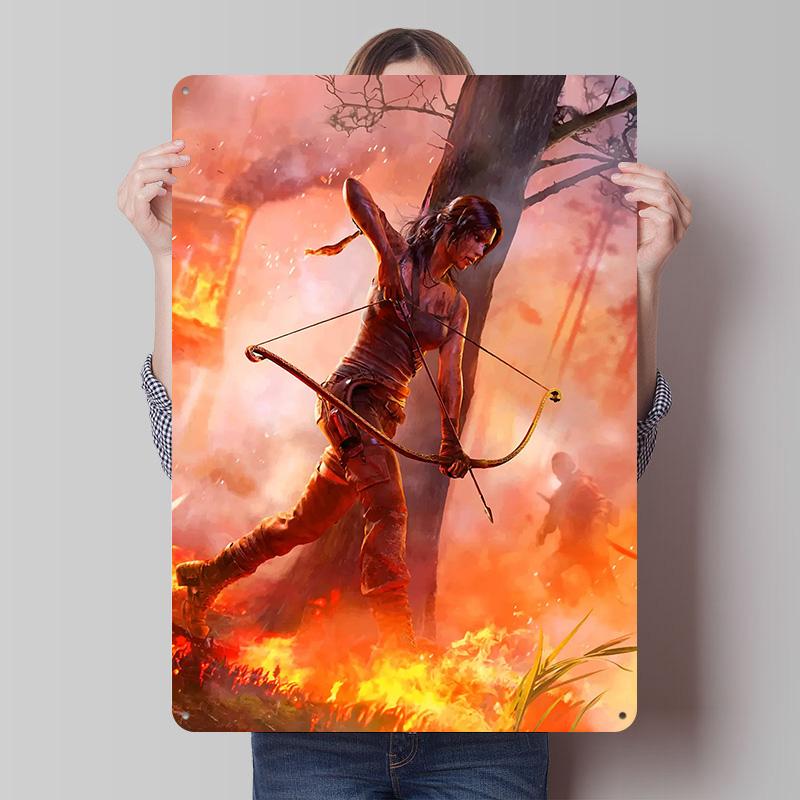 Tomb Raider Lara Croft Poster Customized Vintage Metal Signs Wall Art Retro Tin Plaque for Bathroom Decor Garage Decorations
