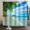 Summer Seaside Shower Curtains Ocean Beach View Coconut Trees Bath Curtain Polyester Fabric Bathroom Restroom Decor With Hooks