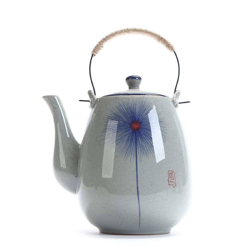 Ceramic big teapot hand-painted retro teapot cooler kettle iron handle lifting pot restaurant kettle household
