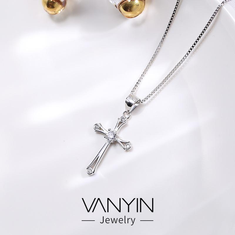 

Wanying S925 Sterling Silver Cross Pendant for Women - European & American Fashion Celebrity Inspired Jewelry 925 Silver